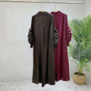 Wine Red Pleated Dress For Women Flower Sleeves Female Evening Party Elegant Clothing Ladies 2DB1827