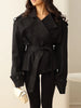 Belted Waist Cropped Trench Double Breasted Stand Collar Autumn Chic Elegant Women Coat Casual Vintage Office Lady Jacket