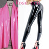 Stretch Slim High Waist Faux Latex Trousers Women Sexy Wetlook Patent Leather Seameless Leggings Zip Open Crotch Pants Custom