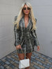 Snake Print V-Neck Blazer Long Sleeve Skirt Set Slim Fit Autumn Women Chic Outfit Casual Lady Two Piece Suit
