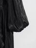 Chic Prom Robe for Women Scarf Collar Lantern Sleeve High Waist Temperament Pleated Evening Dress Female Clothes