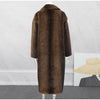 Women's Dark Brown Faux Fur Long Overcoat Single Breasted Fleece Long Trench Coat Winter Fluffy Plush Warm Thicken Outerwear