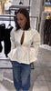 Elegant Solid Slim Short Jacket Women Chic Stand Collar Double Buttons Waist Cinching Pleated A-line Coat Lady Spring Daily Wear
