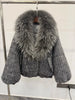 Thickened Warm Wool Jacket Goose Down Coat Casual Style Women Outerwear Oversized Fox Fur Collar Down Jacket Female