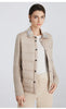 BC911 Polo Collar Spliced 100% Cashmere Long Sleeve Single Breasted White Goose Down Jacket for Women