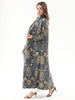 Pleated Turndown Collar Long Sleeve Cardigan Dress Women Spring Abaya Original Designer Vintage Printed Coat