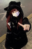 Autumn Winter Oversized Soft Thick Warm White Faux Fur Hoodie Women with Bear Ears Horn Buttons Punk Style Fluffy Jacket