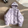 Women Parkas Knitted Hooded Puff Cotton-padded Jacket Fake Two Pieces Loose Warm Thicke Cotton Coat Female Outerwear Overcoat