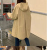 Spring Autumn Women Loose Fit Lined Outerwear Female Hooded Windbreaker Jacket Ladies Long Sleeves Trench Coat