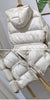 Women Belted Down Jacket with Hood Autumn Winter Warm Thick Outwear White Duck Down Casual Coat