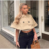 Women's Trench Cape Coat Vintage Double Breasted Short Trench Style Poncho Female Spring Woman Street Outerwear