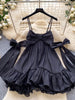 French Sweet Bow Camisole Mini Dress for Women Korean Version Pink Ruffle Edge Sexy A-line Dress T106