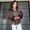 Leopard Print Women's Faux Fur Jacket Stand Neck Full Sleeve Slim Fitted Cropped Coats Female Autumn Winter Vintage Outwear