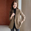 Women Blazer Ladies Grey Coffee Long Sleeve Female Casual Jacket For Autumn Winter Double-Breasted Suit Female Outerwea