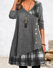 Dresses for Women European and American Autumn and Winter Elegant Everyday Loose Party Dress Buttons Long Sleeve Dress