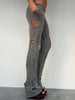 Knit Irregular Ripped Pants Women Autumn Sexy Hottie Wild Solid Hip-Hop Street Clubwear Skinny Bottom