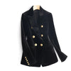 Spring Velvet Black Cotton Suit Double Row Metal Button Women's Warm Blazers Jacket