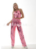 Red Women's Aurora Laser Gradual Change High Waist Straight Pants, Blue Thin Female Stretch Trousers