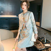 Spring Autumn Suit Dress Women 2 Piece Set Women Jacquard Dress Beading Straight Pencil Dress Short Jacket for Women Suits