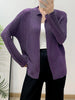 Blue Pleated Coat For Women Turn-down Collar Long Sleeve Lightweight Cardigan Jackets Chic Female Clothes 2DB3445