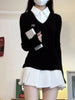 American Vintage Shirt Long Sleeve Mini Dresses Women Clothing Slim Fit Polo Neck Black Short Party Dress Korean Autumn