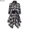 Women's Autumn Winter Irregular Red Lapel Button Up Long Sleeves Shirt Dress Belt Decoration Casual Birthday Party Costume Dress