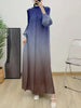 Prom Dress For Women Gradient Long Sleeves Maxi Pleated Print Dresses Spring Female Clothing 2DA3612