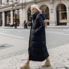 Cotton Coat Long Parka Coat Jacket Women Autumn Winter Thick Warm Coats Woven Block Hooded White Down Parkas