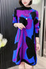 Women's Autumn and Winter Woolen Dress with Knee Length Matching Long Skirt Plus Size Slim Loose Versatile Warm Dress