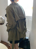 Women's Vintage Trench Coat Jacket with Belt Double Breasted Short Slim Windbreaker