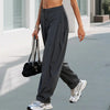 Women's Cargo Pants Solid Color Causal Fall Baggy Leg Barrel Track Pants with Pockets