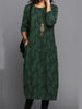 Spring Women's Long Dress Long Sleeves O-neck Loose Ethnic Style Pocket Elegant Autumn Skirt