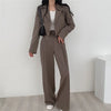 Suit Coat 2 Piece Set Women Blazer Jacket Straight Pants Ensemble Single Breasted Turn Down Collar Trousers Office Lady Outfits