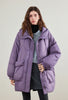 Womens Down Jacket Winter 90 White Duck Down Purple Hooded Large Pocket Warm Long Outerwear