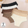 7PCS Cotton Women's Underwear Solid Color Comfortable Breathable Panties Low-Rise Lace Trim Sexy Briefs Daily Sports