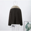 Autumn Winter Fur Lapel Woolen Jacket For Women Brown Elegant Long Sleeve Single Breasted Coats Lady Chic Street Outerwear