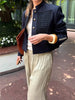 Retro Denim Military Short Jackets Women Chic Solid Stand Collar Single Breasted Slim Coat Lady Daily Street Outerwear