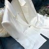 Women's White Blazer Spring Autumn Outerwear Female One Button Top High-quality Triacetic Acid Small Suit Coat