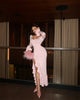 Flare Long Sleeve Ruffle Sexy Maxi Dress Women Autumn Pink V Neck Single-breasted High Waist Club Long Dresses Female