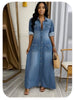 Lady Casual Denim Dress Long Sleeve Turn-down Collar Button Loose Dresses Robe Femme Office Womens Clothing Spring