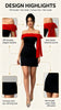 Women Off Shoulder Mini Dress Red Big Bow Spliced Bodycon Short Dresses Elegant Slim Fit Black Little Dress Night Club Party Birthday Outfits Evening
