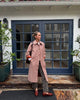 Women Red Plaid Long Trench Coat Casual Lapel Single Breasted Full Sleeve Windbreaker Jacket Y2k Autumn Lady Streetwear