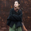 Winter Chinese Style Parkas For Women Bandage Plus Cotton Coats Long Sleeve Loose Pockets Vintage Cotton Parkas