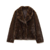 Retro Faux Fur Women Coat Urban Thicken Lapel Long Sleeve Single Breasted Female Outwear Autumn Winter Chic Lady Jacket