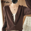 100% Cotton Women's Long Sleeve Top V-neck Coat Knitwear Cropped Coat Cardigans Sweaters Solid Casual 202