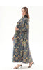 Pleated Turndown Collar Long Sleeve Cardigan Dress Women Spring Abaya Original Designer Vintage Printed Coat
