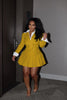 Women Pleated Mini Skirts Suit and Shirt Patchwork Long Sleeve Blazer Matching 2 Two Piece Set Outfits
