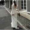Elegant Knitted Ruffle Dress Women White O-neck Long Flare Sleeve Maxi Dresses Female Autumn Lady Vestidos