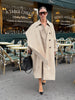 Women's Cape Trench Coat Vintage Double-breasted Long Sleeve Lapel Loose Fit Oversized Overcoat Street Autumn Irregular Jacket