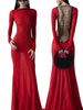 Black Long Sleeve Transparent Lace Dress for Women Sexy Floor-length Evening Dress Slim Party Club Dresses Red Christmas Dress